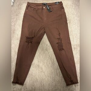 Fashion Nova Brown Distressed Skinny Jeans